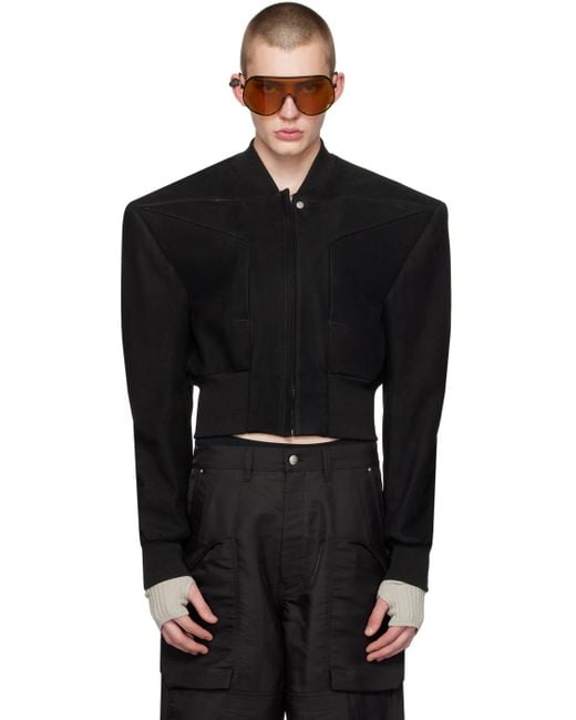 Rick Owens Black Edfu Leather Jacket for men