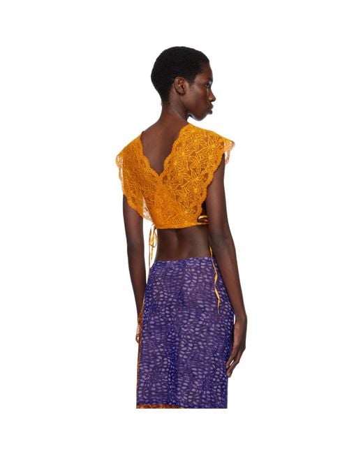 Dries Van Noten Black Lace Crop Top