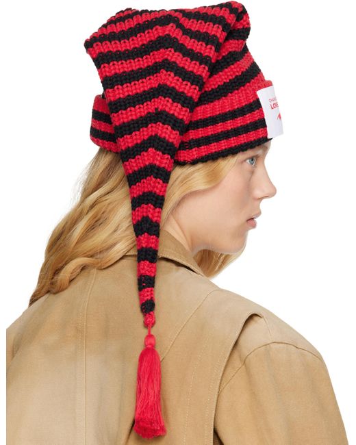 Charles Jeffrey レッド＆ブラック Sloppy Giuseppe ビーニー Red