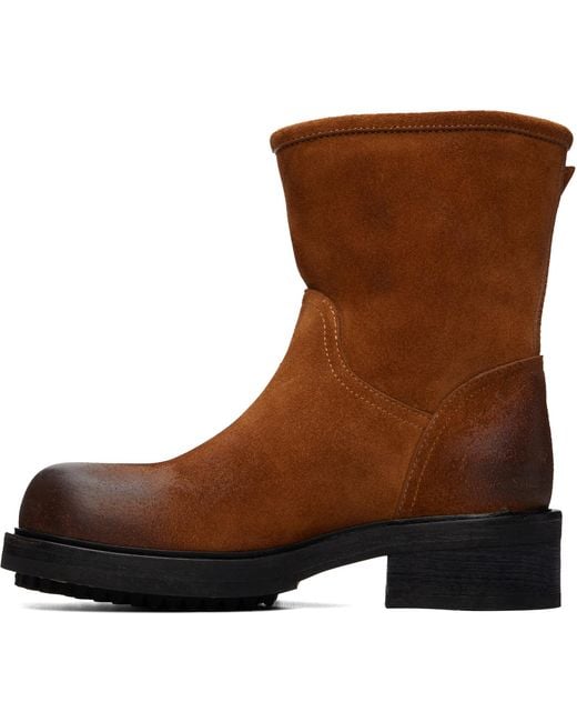 Versace Brown Buckled Suede Boots