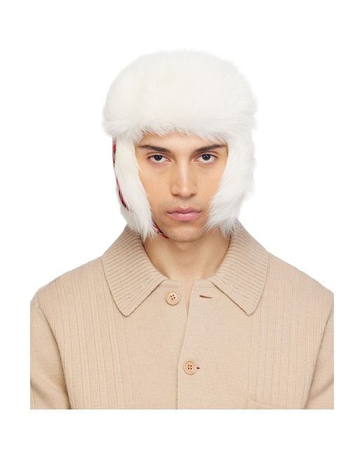 Burberry Natural Off- Check Wool Trapper Hat for men