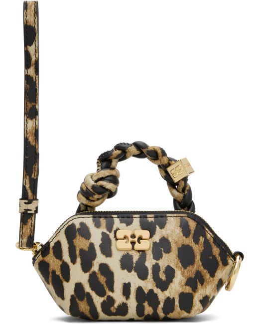 キーホルダー・キーリング Bou Nano Crossbody - Ganni - Leather - Leopard Ganni Nano GANNI Bou bag charm for Women - Animal Printed in