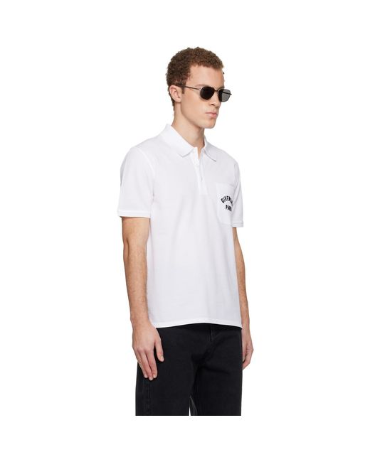 Givenchy White Front Pocket Polo for men