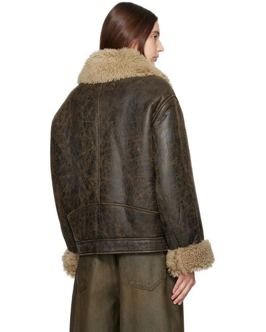 Acne Brown Zip Shearling Jacket