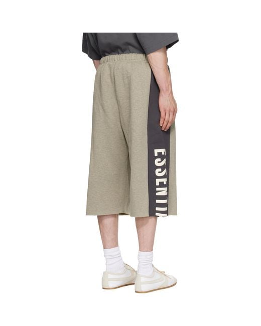 Fear Of God Natural Panelled Raw Cut Off Sweat Shorts for men