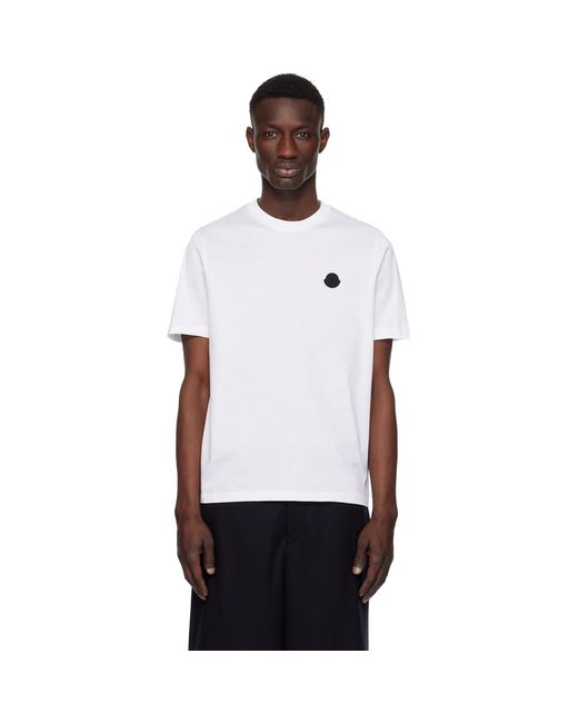 Moncler Vertical Back Logo Cotton T-Shirt in White for Men | Lyst