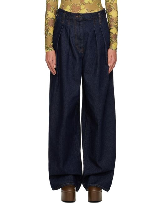 Dries Van Noten Blue Indigo Wide-leg Jeans