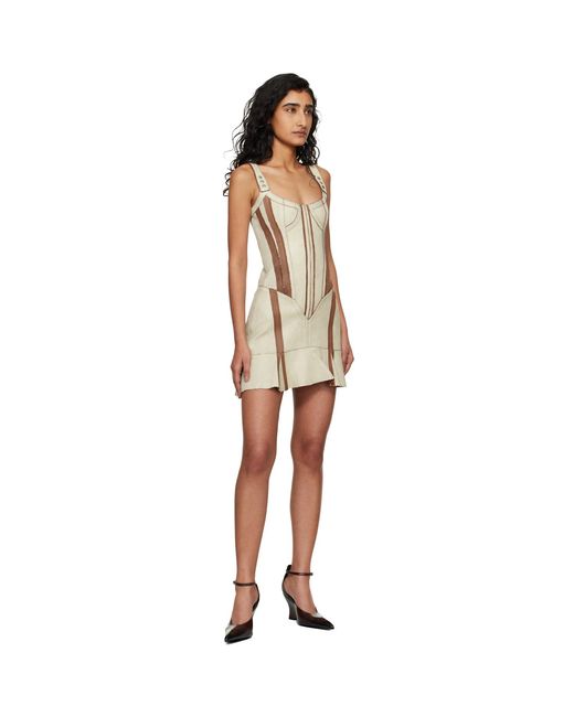 KNWLS Black Taupe & Scallop Leather Minidress