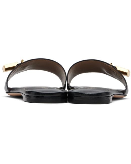 Tom Ford Black Leather Padlock Slides