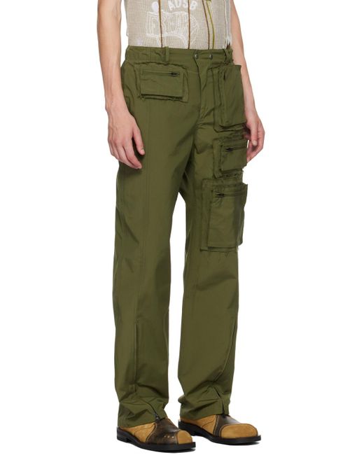 ANDERSSON BELL Green Zip Pockets Cargo Pants for men