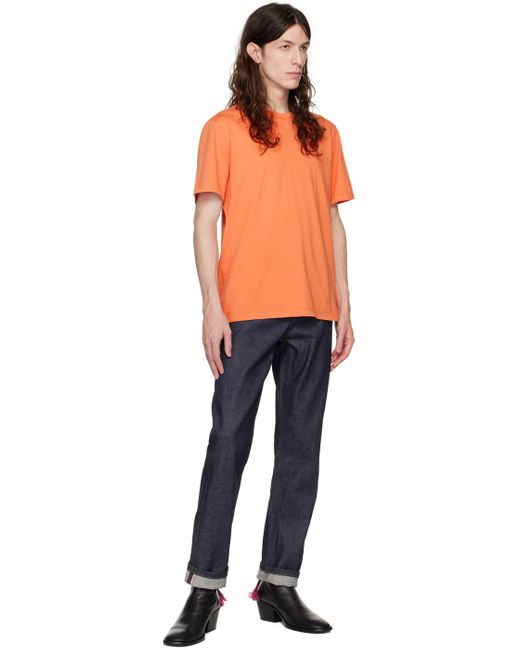 Vince Orange Garment-dyed T-shirt for men