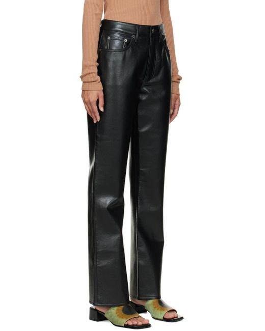 Agolde Black Ae Recycled Leather Relaxed Boot Trousers