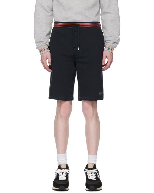 Paul Smith Black Navy Artist Stripe Shorts for men