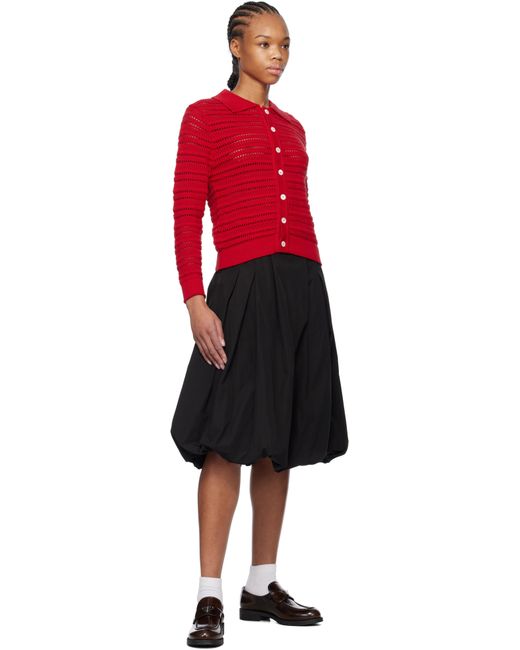 DUNST レッド オープンカラー カーディガン Red