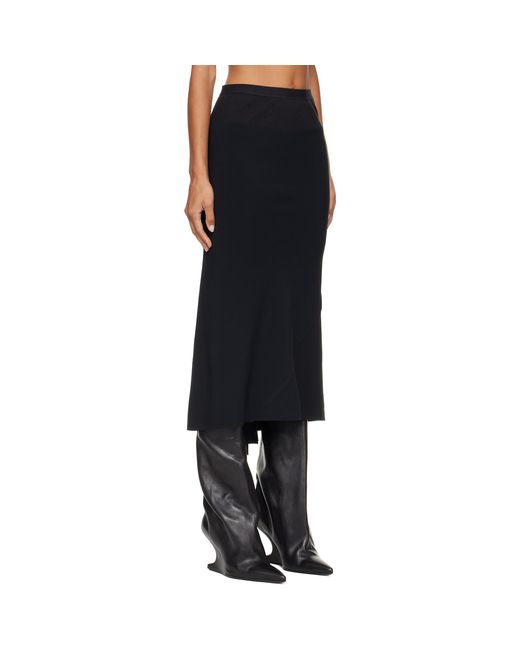 Rick Owens Black Tower A Line Bias Midi Skirt