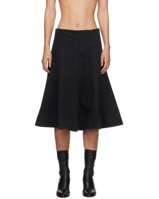 Khaite Black Lennox Midi Skirt