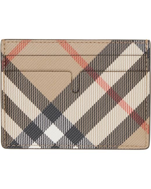 Burberry Gray Check Card Holder for men
