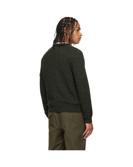 Moncler Black Khaki Mouliné Wool & Cashmere Sweater for men