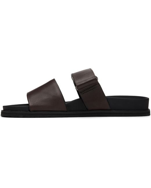 Boss Black Leather Slides for men