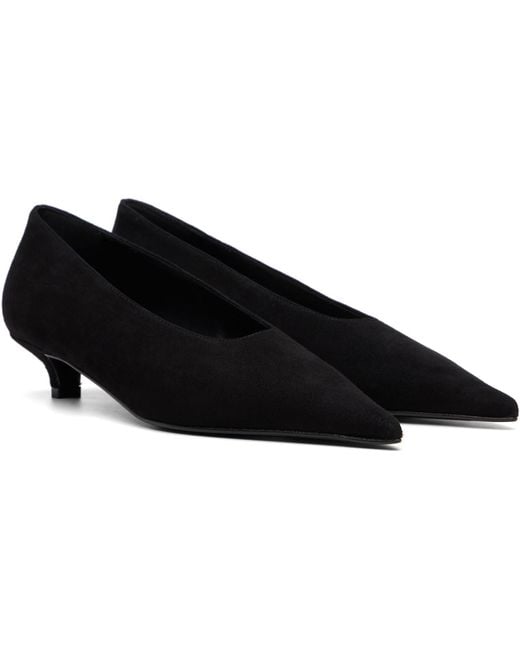 Totême  Black Sharp Suede Kitten Heels