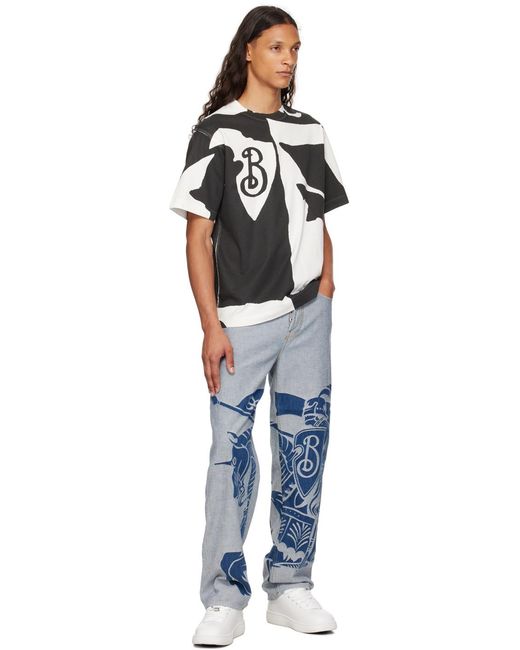 T-Shirt Noir Et Blanc En Coton Bio Burberry pour homme en coloris Black