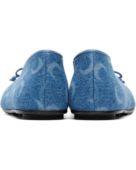 MARINE SERRE Blue Moonogram Denim Ballerina Flats