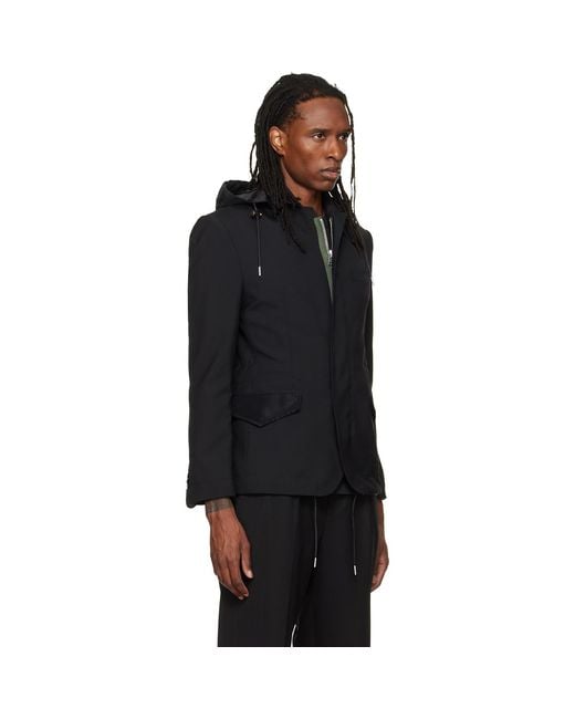 Sacai Black Suiting X Nylon Twill Blazer for men