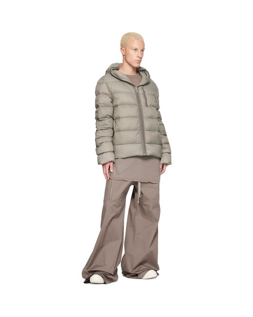 Rick Owens Gray Khaki Tower Light Nylon Duvet Down Jacket for men