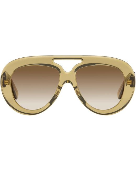 Loewe Brown Curvy Logo Aviator Sunglasses for men