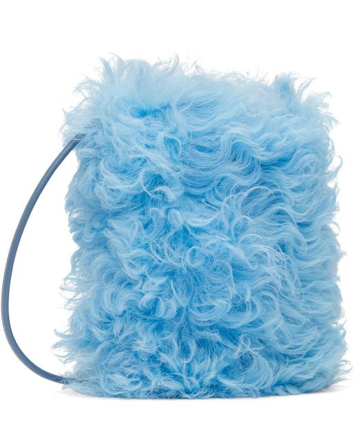 Dries Van Noten Blue Shearling Small Shoulder Bag
