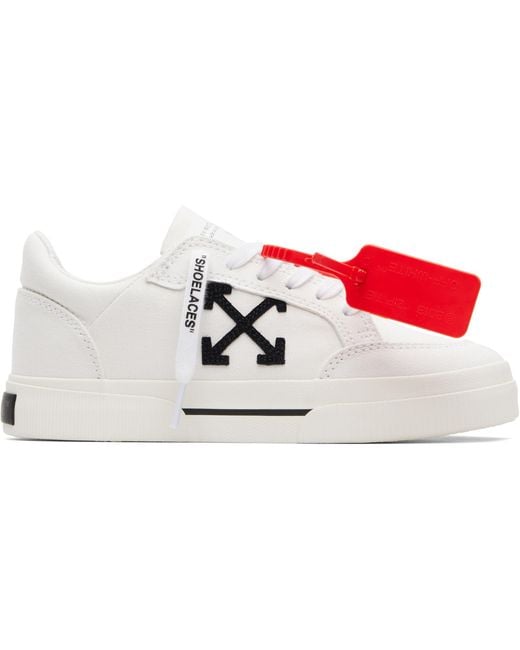 Off-White c/o Virgil Abloh Red Vulcanized Low Canvas Sneakers
