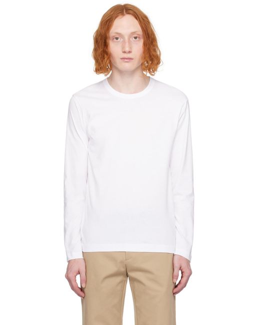 メンズ Comme des Garçons ホワイト ロゴプリント 長袖tシャツ White