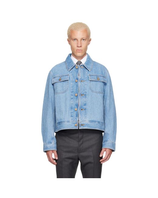 Thom Browne Blue Selvedge Backstrap Utility Denim Jacket for men
