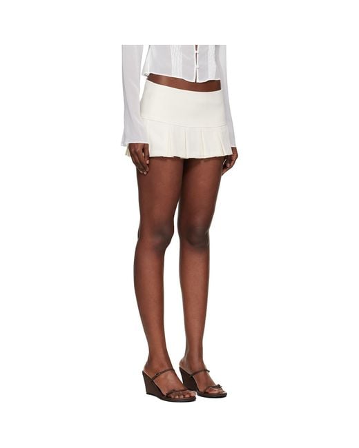 GUIZIO White Off- Pleated Micro Miniskirt