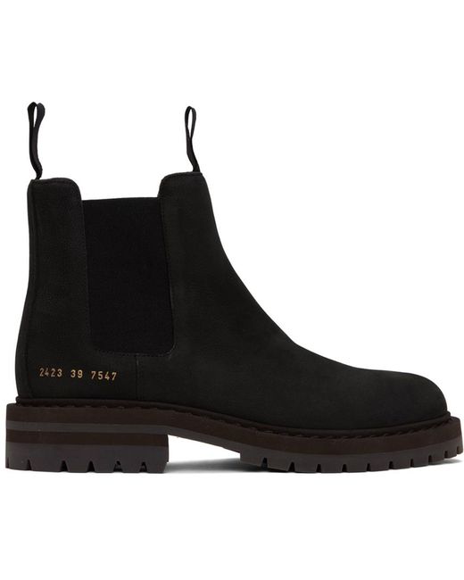 Common Projects Black Suede Chelsea Boots for men
