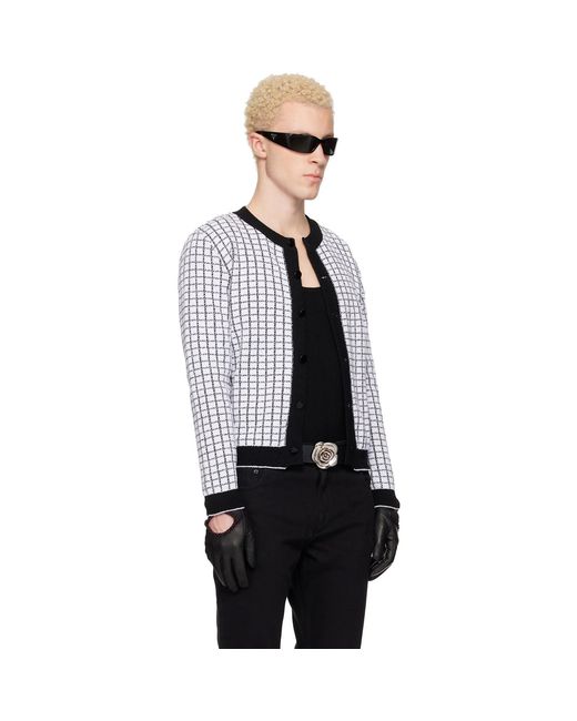 Ernest W. Baker Black Check Boucle Cardigan for men