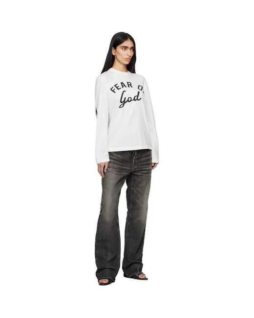 Fear Of God White Varsity Long Sleeve T-Shirt