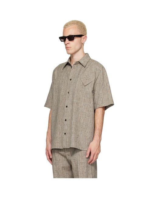 Bottega Veneta Gray Taupe Fleck Viscose Shirt for men