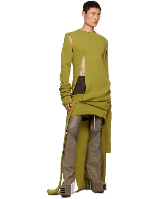 Rick Owens Green Yellow Banana Sweater for men