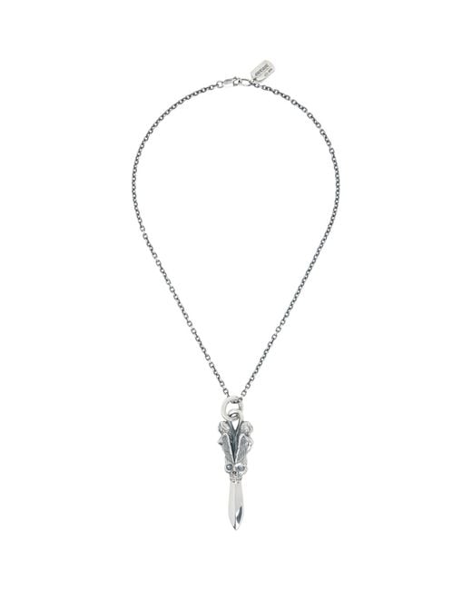 Yohji Yamamoto Metallic Skull Dagger Pendant Necklace for men