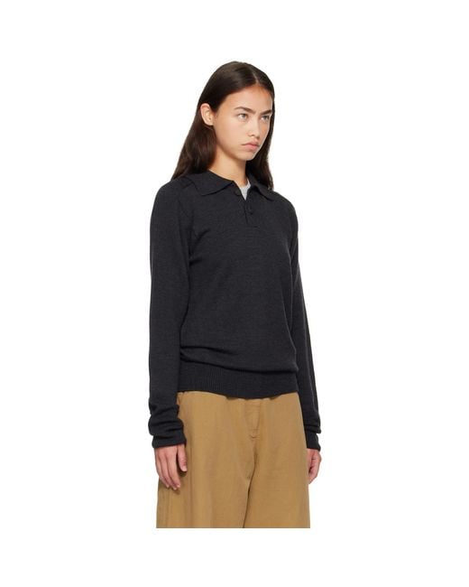 Studio Nicholson Black Sark Knit Polo