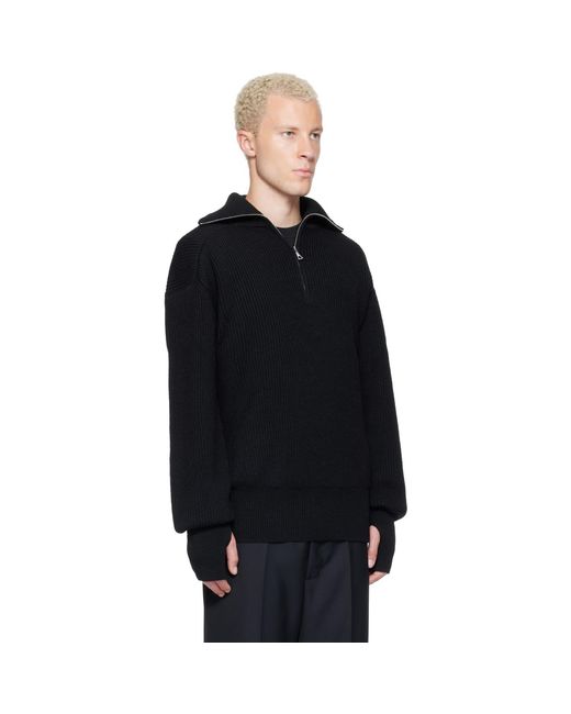 Rier Black Halfzip Utility Sweater for men