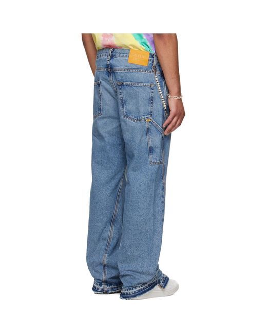 GALLERY DEPT. Blue Twisted Wide Leg Jeans for men
