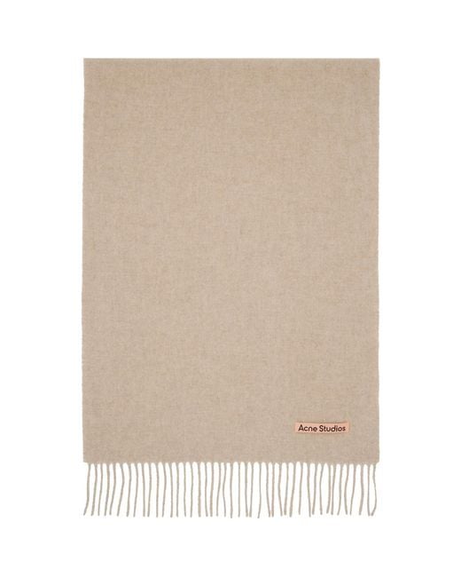 Acne Natural Narrow Fringe Wool Scarf