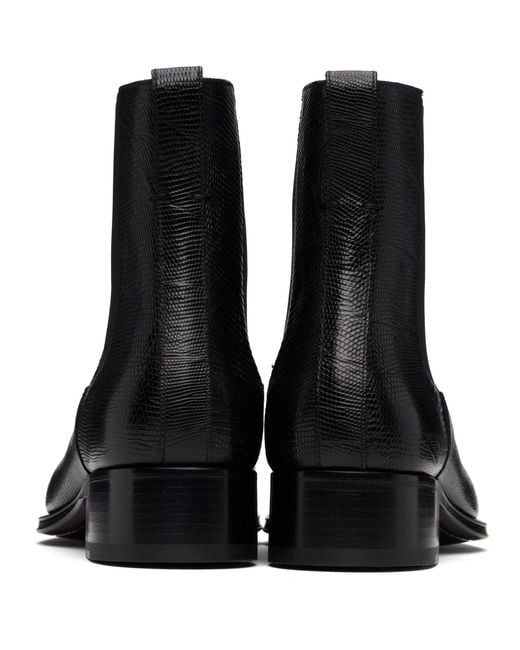 Tom Ford Black Printed Tejus Chelsea Boots for men