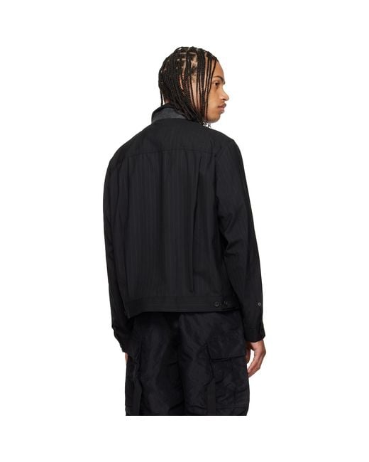 Sacai Black Chalk Stripe Jacket for men