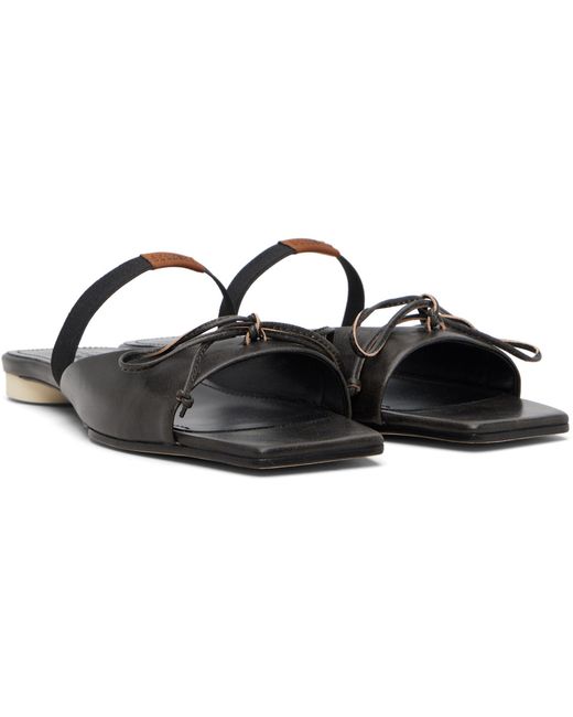 MM6 by Maison Margiela Black Bow-Detailed Leather Slingback Sandals