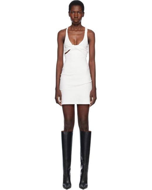 Robe Courte 90's Blanche En Jersey Côtelé À Ornement Torsadé Courreges en coloris Black