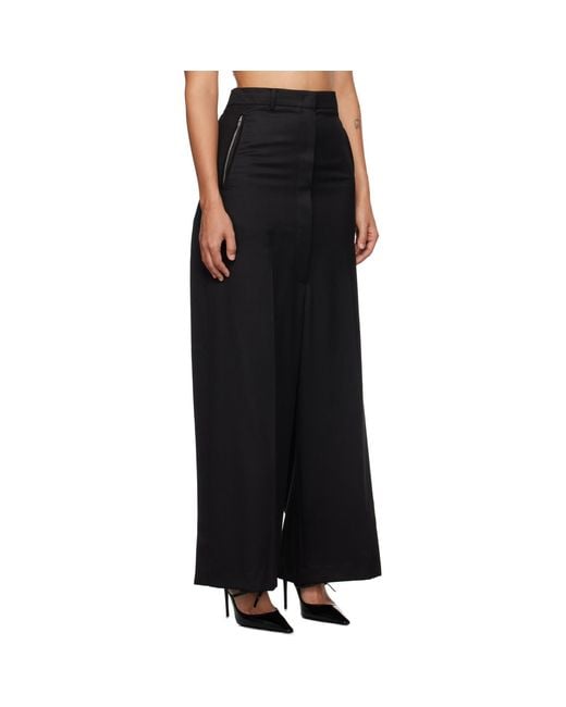 Pushbutton Black Side Folded Wide Trousers