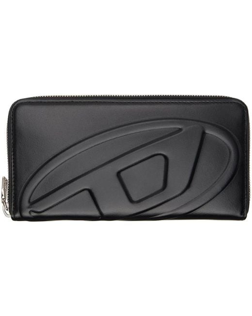 DIESEL Black Long Zip Wallet With Embossed Logo
